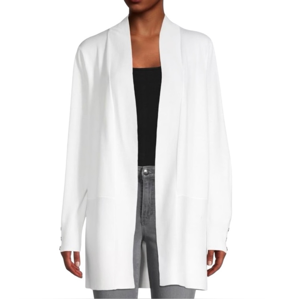 M Magaschoni Open Front Knit Cardigan White Sz X-Large